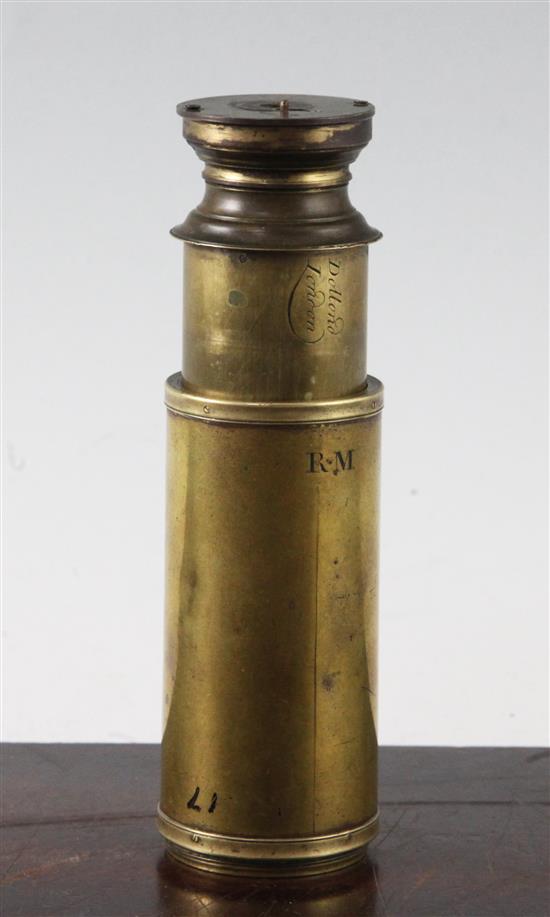 A rare Galilean single-draw brass pocket spyglass, c.1800-20, 4.75in. when closed